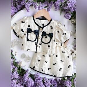 ✨🖤🦋Charming Cream and Black Kids Top Set🦋🖤✨